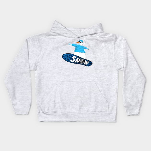 snowman on the board (blue) Kids Hoodie by justduick